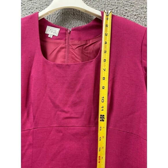 Casual Corner Dress womens 14 Pink Linen Blend Short Sleeve Lined Breathable USA - Picture 6 of 14